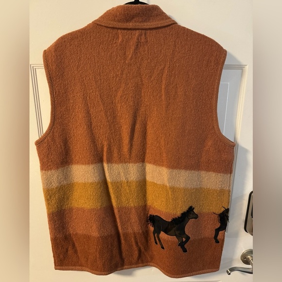 Western Wool Beaded Embroidered Horse Cowgirl Cabincore Country Equestrian Vest - Picture 2 of 15